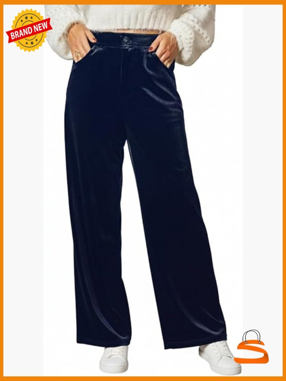 Wide Leg Velvet Palazzo Work Pants with Pockets